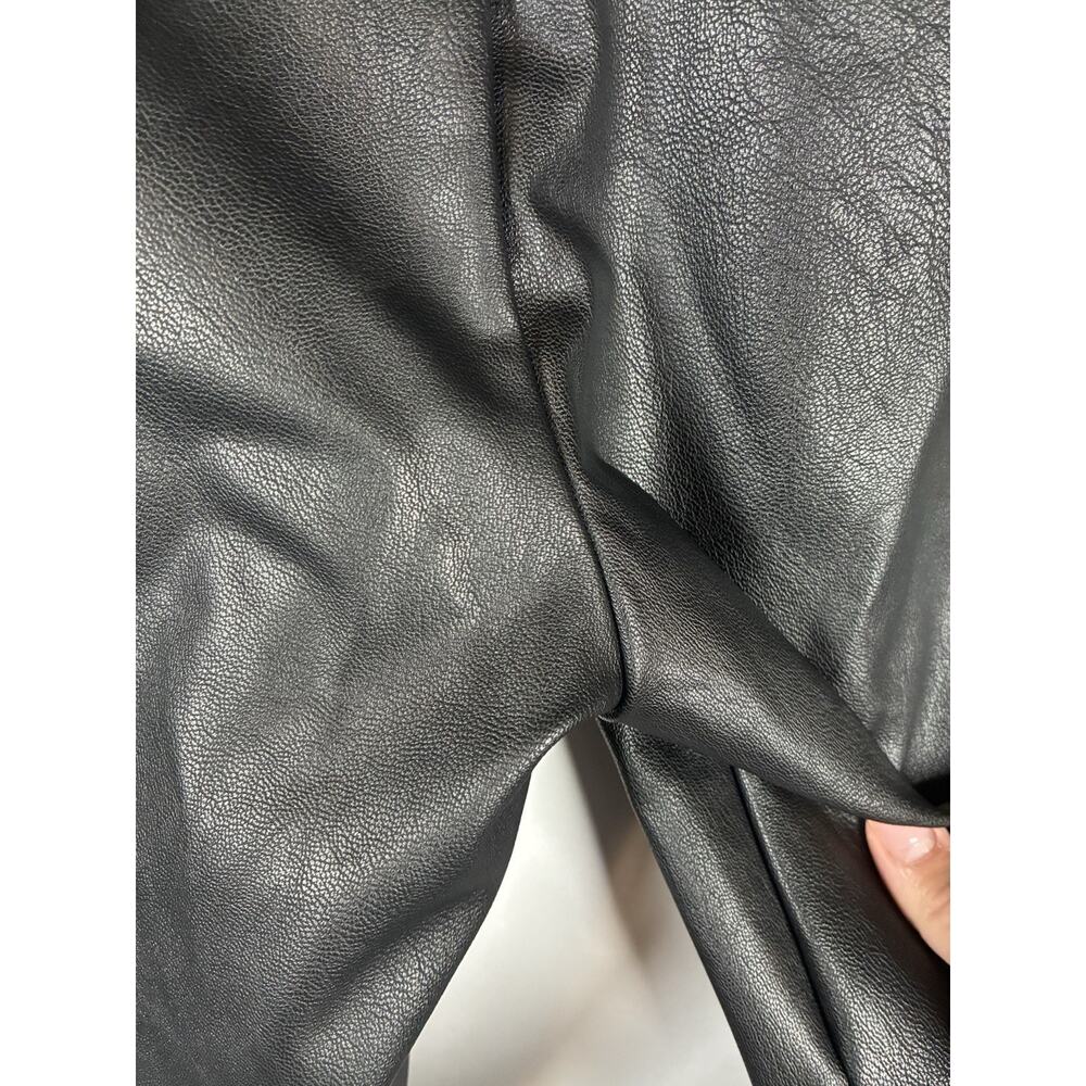 Spanx M Black Faux Leather Flare Pants High Waist Pull On Shaping Y2K Stretch - Picture 4 of 7